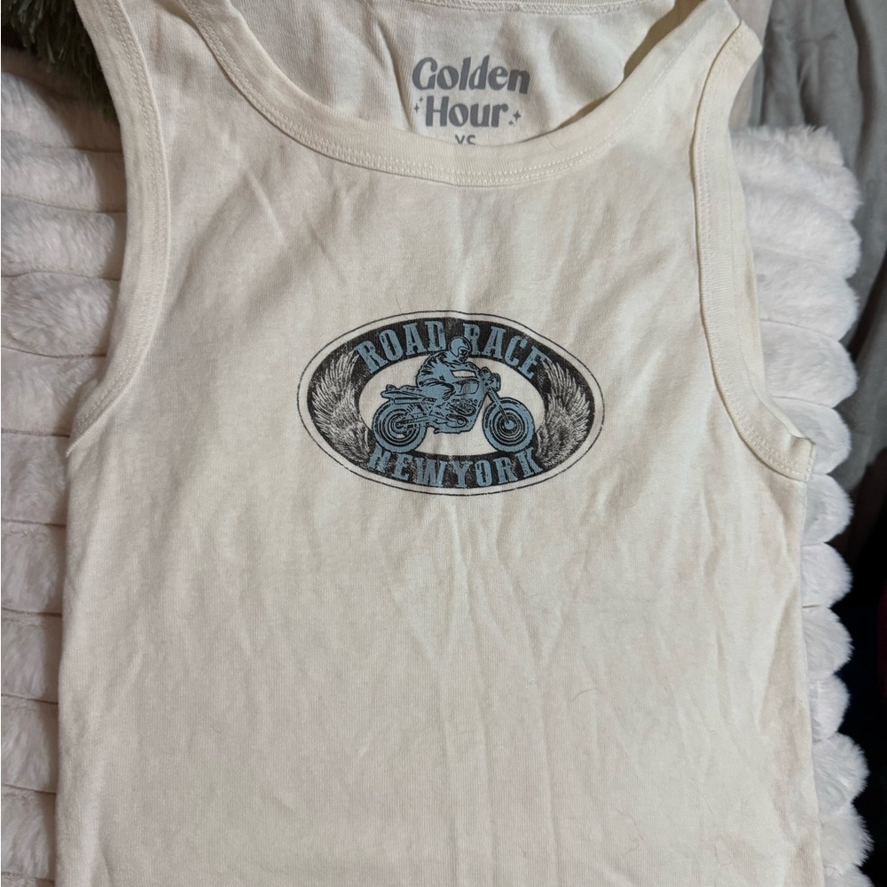 Cream Tank Top with Graphic